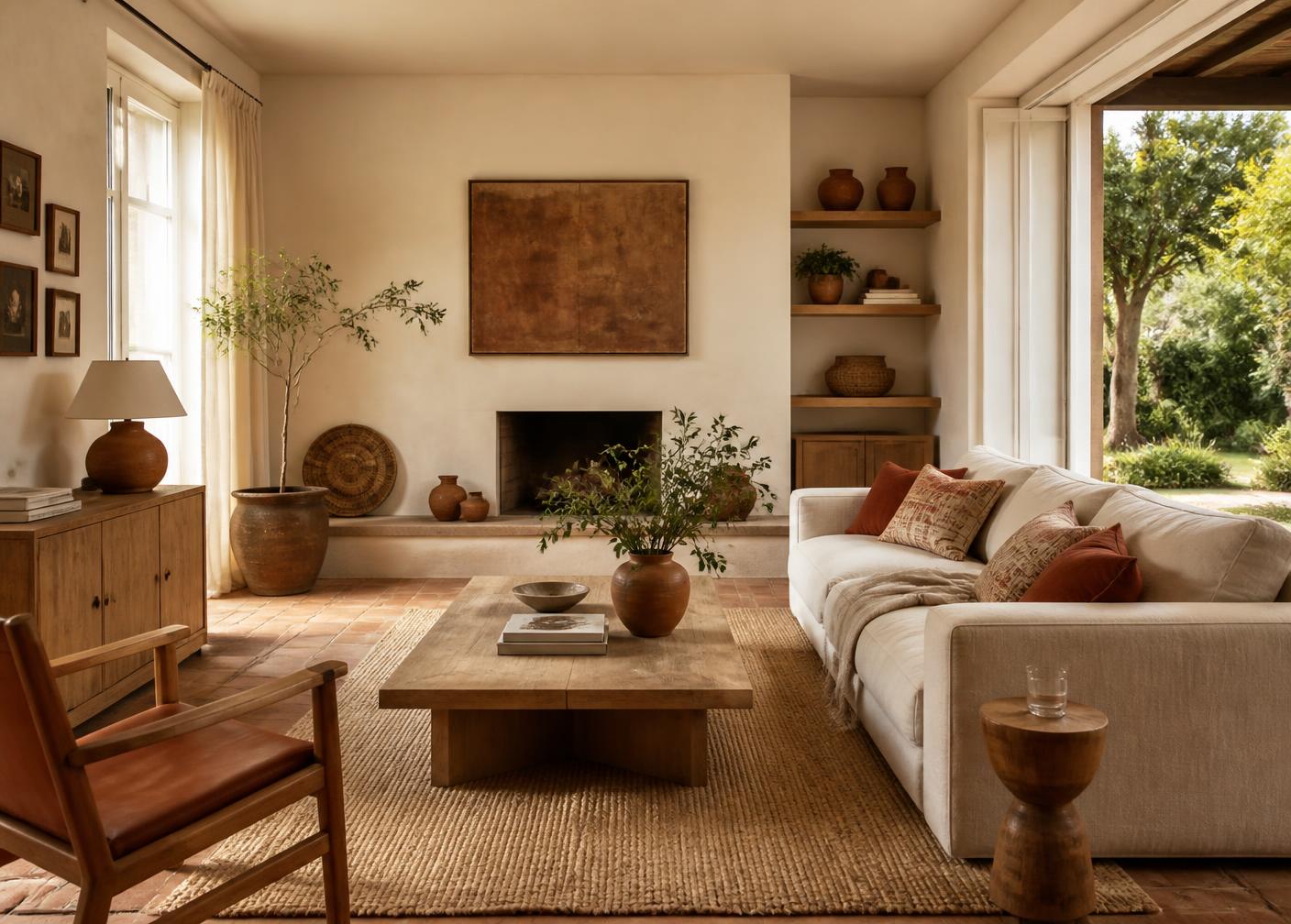 Warm minimalist living room